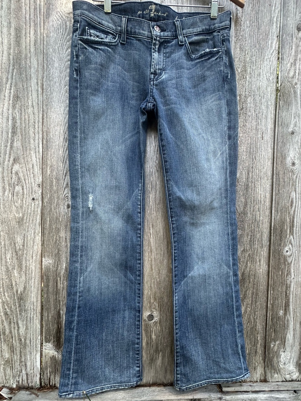 7 For All Mankind Jeans Made USA Bootcut Distressed Retro Med-Wash Denim Classic
